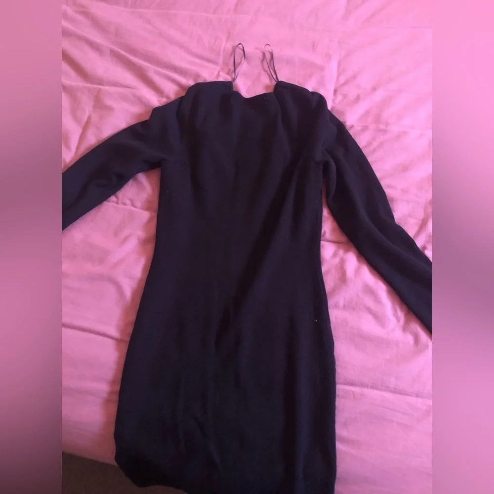 H&M Black Rib-Knit dress with sweetheart neckline Size M - Picture 4 of 4